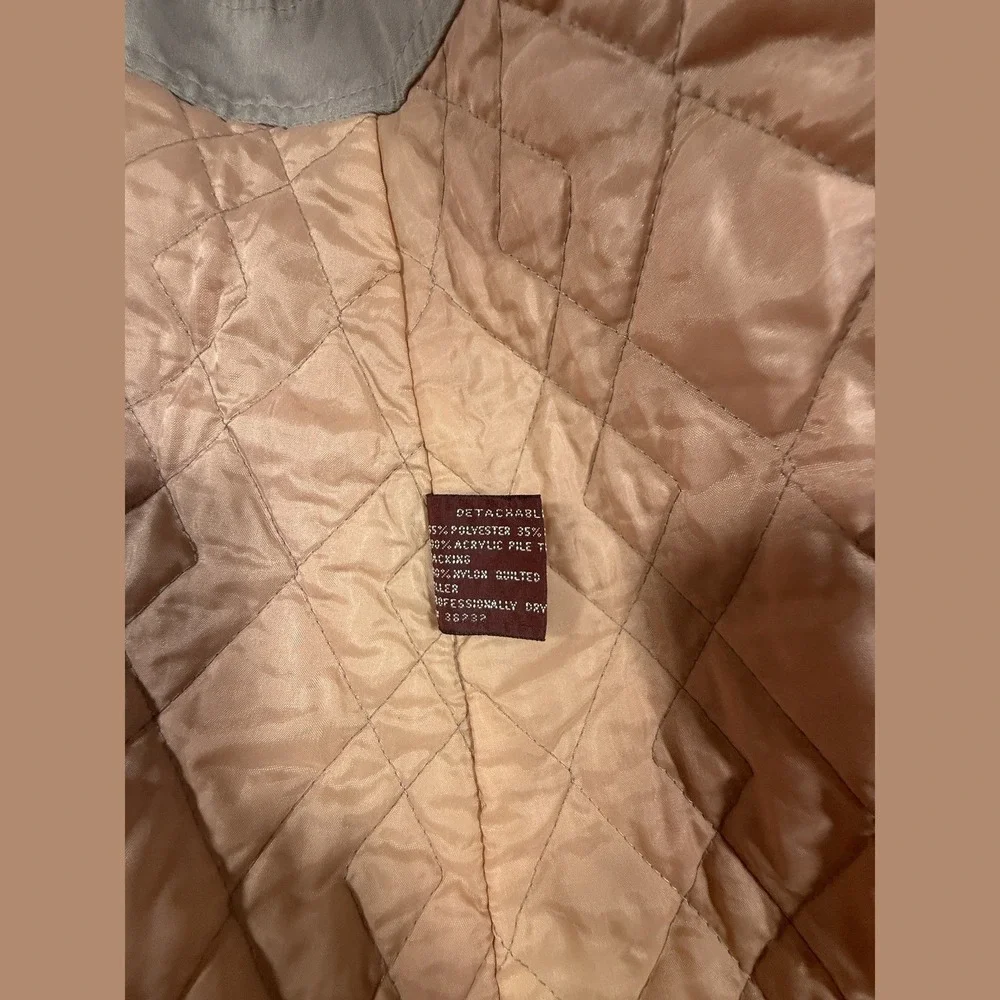 J. Gallery Womens Mauve Long Trench Coat Size 10/11 Lined Vintage Made in Korea